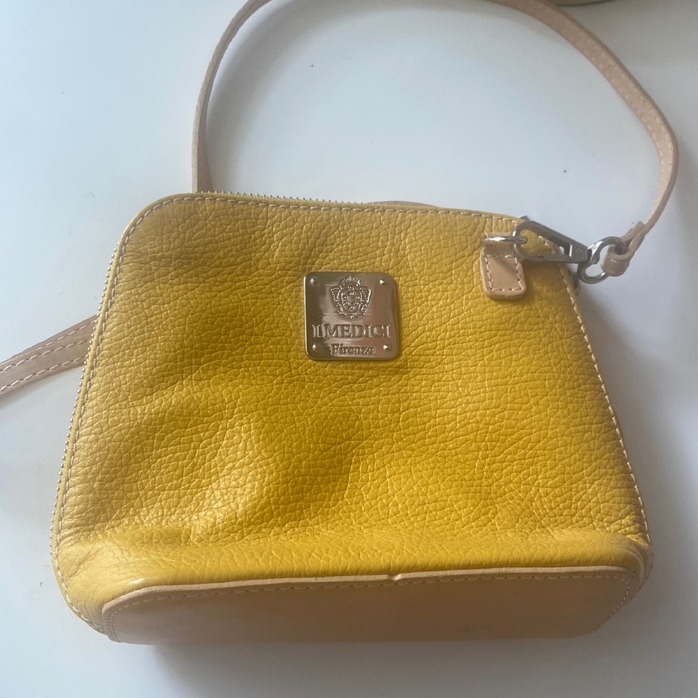 Medic Firenze natural leather yellow crossbody bag
